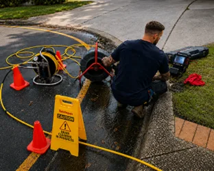 Plumber explaining the drain fault from camera footage